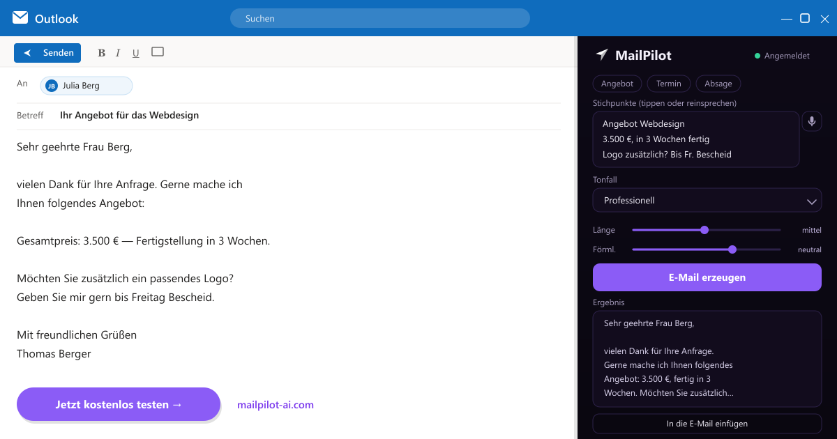 MailPilot — From notes to the perfect email